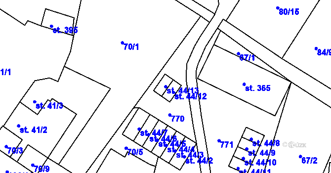 Parcela st. 44/13 v KÚ Mariánské Radčice, Katastrální mapa