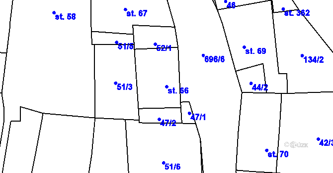Parcela st. 66 v KÚ Mariánské Radčice, Katastrální mapa