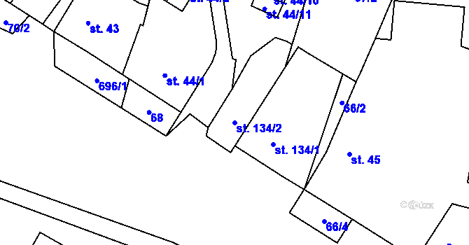 Parcela st. 134/2 v KÚ Mariánské Radčice, Katastrální mapa