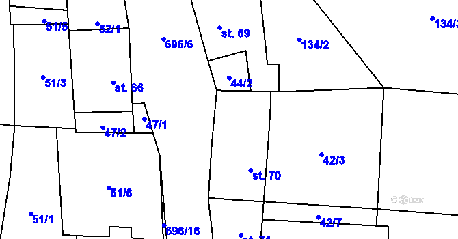 Parcela st. 44/1 v KÚ Mariánské Radčice, Katastrální mapa