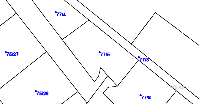 Parcela st. 77/5 v KÚ Mariánské Radčice, Katastrální mapa