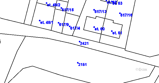 Parcela st. 2421 v KÚ Marketa, Katastrální mapa