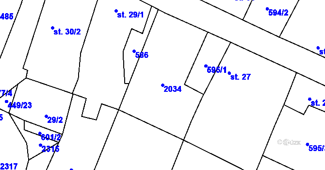Parcela st. 2034 v KÚ Marketa, Katastrální mapa