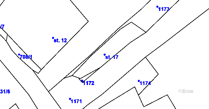 Parcela st. 17 v KÚ Modletice, Katastrální mapa