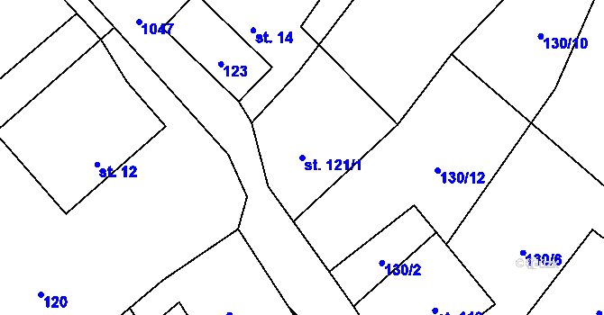 Parcela st. 121/1 v KÚ Markoušovice, Katastrální mapa