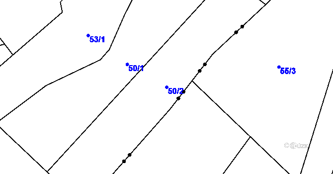 Parcela st. 50/2 v KÚ Markoušovice, Katastrální mapa