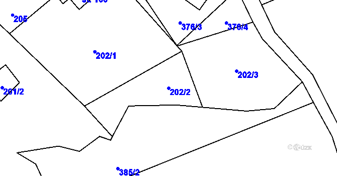 Parcela st. 202/2 v KÚ Markoušovice, Katastrální mapa