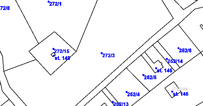 Parcela st. 272/3 v KÚ Markoušovice, Katastrální mapa