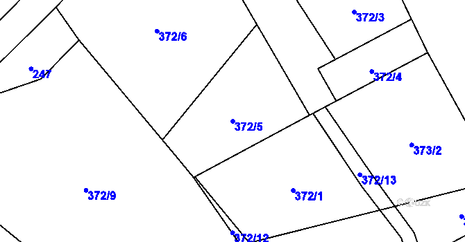 Parcela st. 372/5 v KÚ Markoušovice, Katastrální mapa