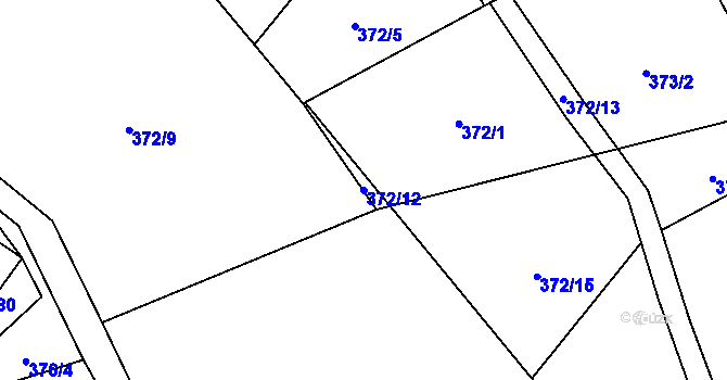 Parcela st. 372/12 v KÚ Markoušovice, Katastrální mapa