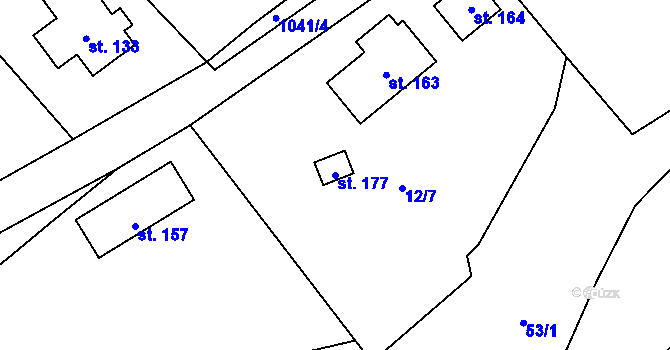 Parcela st. 177 v KÚ Markoušovice, Katastrální mapa