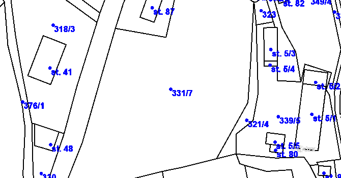 Parcela st. 331/7 v KÚ Lipnice u Markvarce, Katastrální mapa