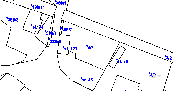 Parcela st. 4/7 v KÚ Lipnice u Markvarce, Katastrální mapa