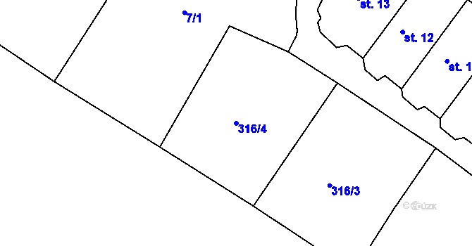 Parcela st. 316/4 v KÚ Lipnice u Markvarce, Katastrální mapa