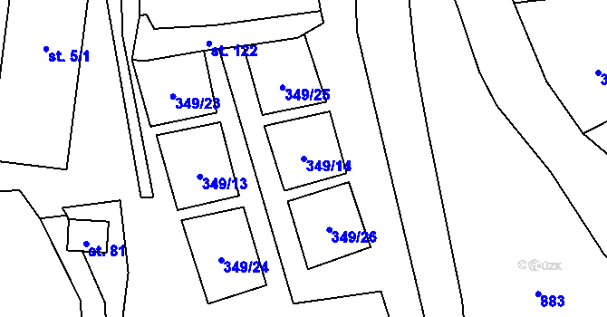 Parcela st. 349/14 v KÚ Lipnice u Markvarce, Katastrální mapa