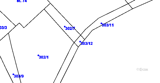 Parcela st. 303/12 v KÚ Markvarec, Katastrální mapa