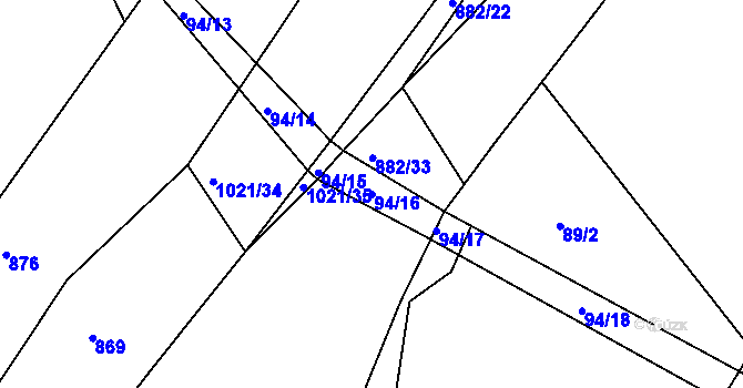 Parcela st. 94/16 v KÚ Markvarec, Katastrální mapa