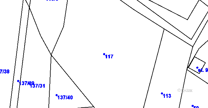Parcela st. 117 v KÚ Markvarec, Katastrální mapa