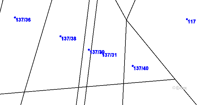 Parcela st. 137/31 v KÚ Markvarec, Katastrální mapa