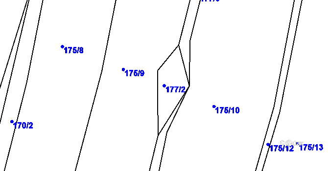 Parcela st. 177/2 v KÚ Markvarec, Katastrální mapa