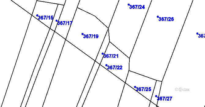 Parcela st. 367/21 v KÚ Markvarec, Katastrální mapa