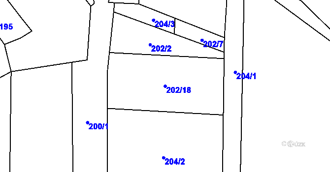 Parcela st. 202/18 v KÚ Markvarec, Katastrální mapa