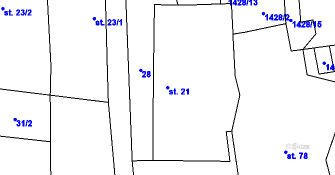 Parcela st. 21 v KÚ Markvarec, Katastrální mapa
