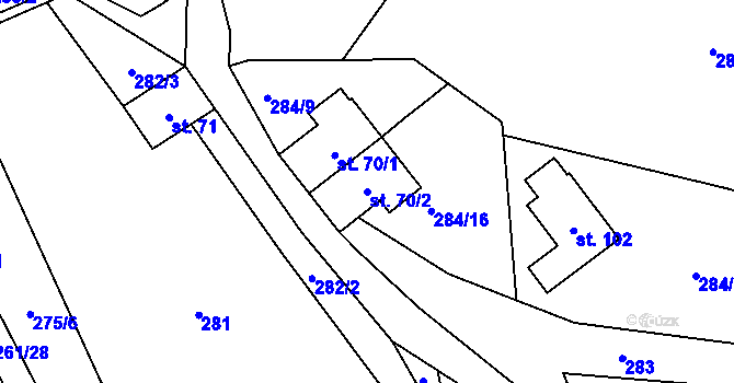 Parcela st. 70/2 v KÚ Markvarec, Katastrální mapa