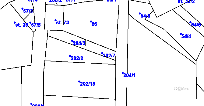 Parcela st. 202/7 v KÚ Markvarec, Katastrální mapa