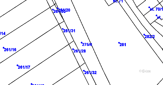 Parcela st. 275/6 v KÚ Markvarec, Katastrální mapa