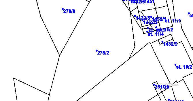 Parcela st. 278/2 v KÚ Markvarec, Katastrální mapa