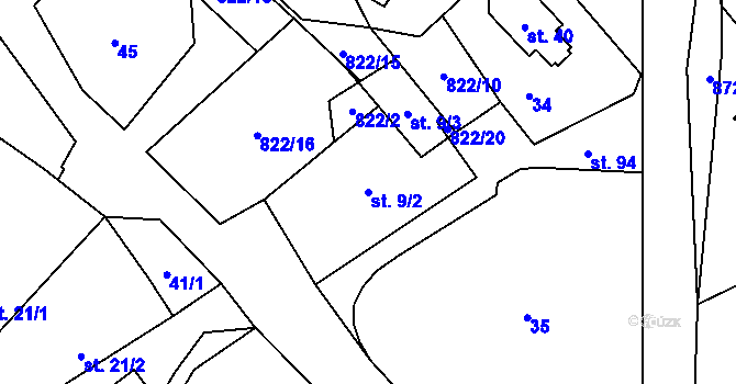 Parcela st. 9/2 v KÚ Markvarec u Nové Cerekve, Katastrální mapa