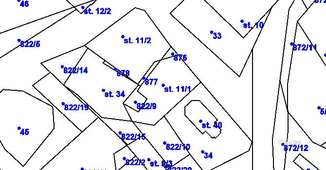 Parcela st. 11/1 v KÚ Markvarec u Nové Cerekve, Katastrální mapa