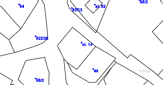 Parcela st. 14 v KÚ Markvarec u Nové Cerekve, Katastrální mapa
