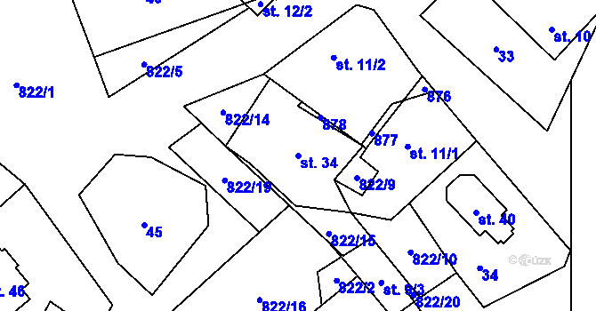 Parcela st. 34 v KÚ Markvarec u Nové Cerekve, Katastrální mapa