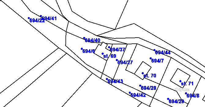 Parcela st. 69 v KÚ Markvarec u Nové Cerekve, Katastrální mapa
