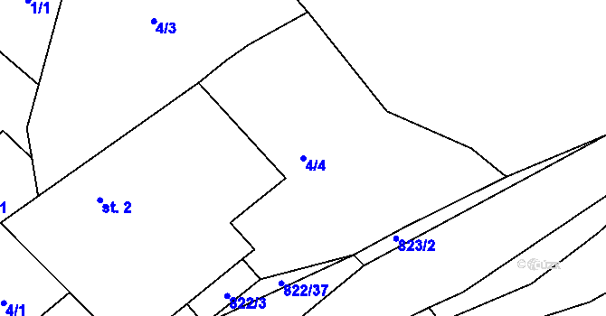 Parcela st. 4/4 v KÚ Markvarec u Nové Cerekve, Katastrální mapa