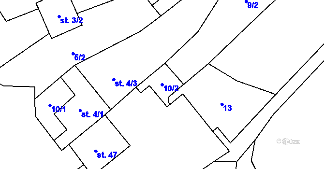 Parcela st. 10/2 v KÚ Markvarec u Nové Cerekve, Katastrální mapa