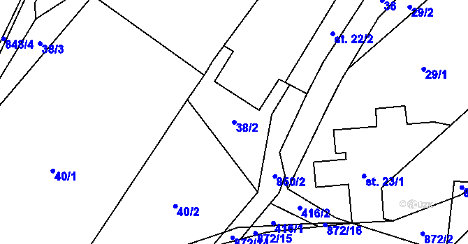 Parcela st. 38/2 v KÚ Markvarec u Nové Cerekve, Katastrální mapa
