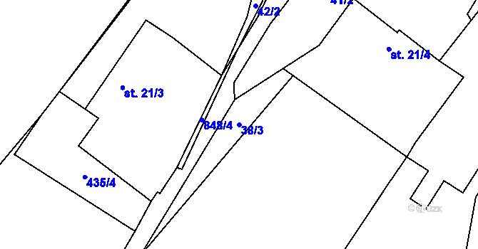 Parcela st. 38/3 v KÚ Markvarec u Nové Cerekve, Katastrální mapa