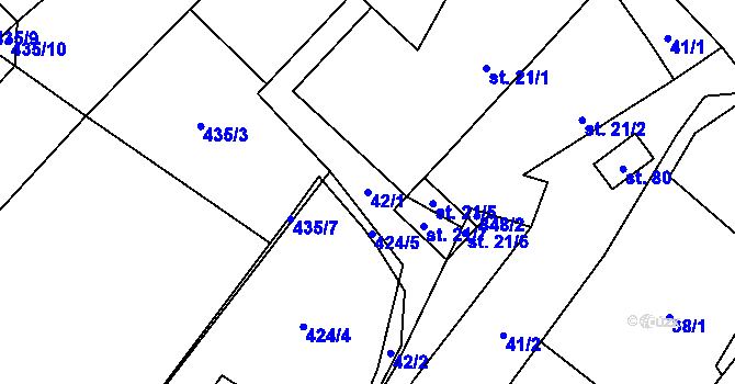 Parcela st. 42/1 v KÚ Markvarec u Nové Cerekve, Katastrální mapa