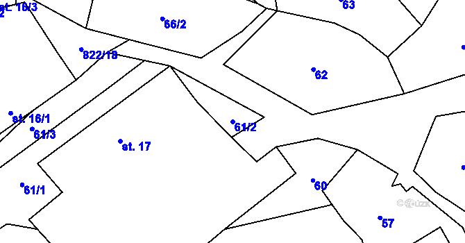 Parcela st. 61/2 v KÚ Markvarec u Nové Cerekve, Katastrální mapa