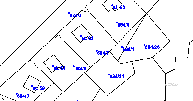 Parcela st. 684/7 v KÚ Markvarec u Nové Cerekve, Katastrální mapa