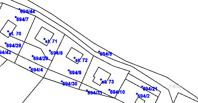 Parcela st. 694/5 v KÚ Markvarec u Nové Cerekve, Katastrální mapa