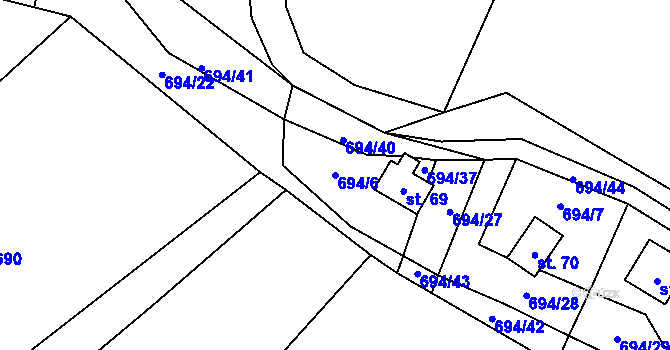 Parcela st. 694/6 v KÚ Markvarec u Nové Cerekve, Katastrální mapa