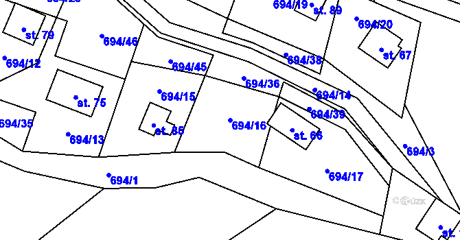 Parcela st. 694/16 v KÚ Markvarec u Nové Cerekve, Katastrální mapa