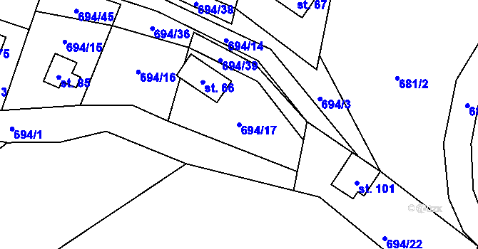 Parcela st. 694/17 v KÚ Markvarec u Nové Cerekve, Katastrální mapa
