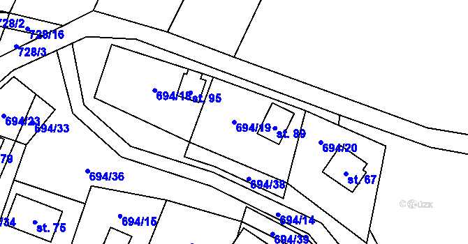 Parcela st. 694/19 v KÚ Markvarec u Nové Cerekve, Katastrální mapa