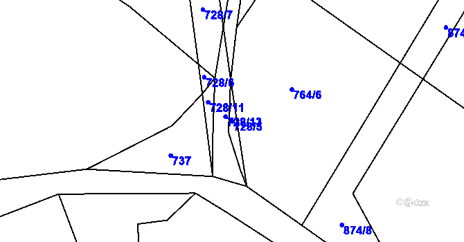 Parcela st. 728/5 v KÚ Markvarec u Nové Cerekve, Katastrální mapa