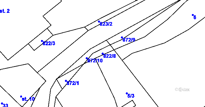 Parcela st. 822/8 v KÚ Markvarec u Nové Cerekve, Katastrální mapa